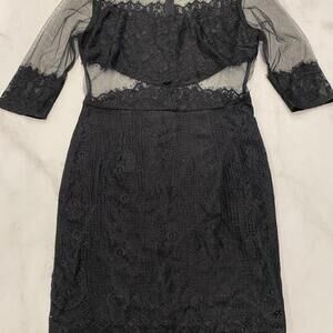 NWT Romantic dark fairy goth whimsigoth sheer black lace 3/4 sleeve mini